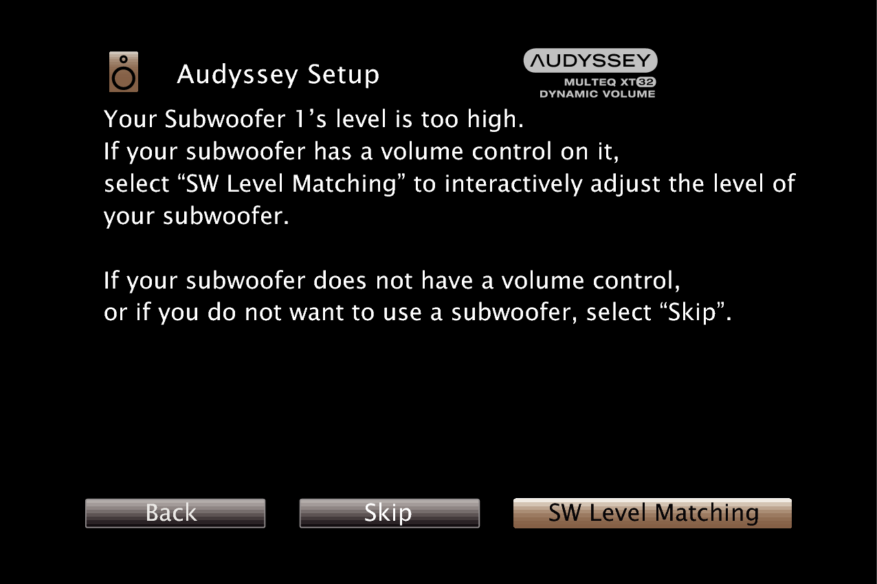 GUI Audyssey Subwoofer Mz